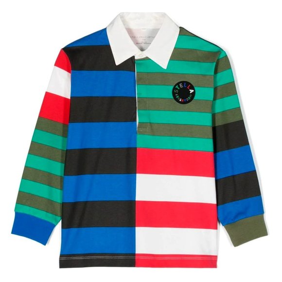 Stella Mccartney Kids Variegated Stripe Rugby Top Color-block Polo Shirt Size 10